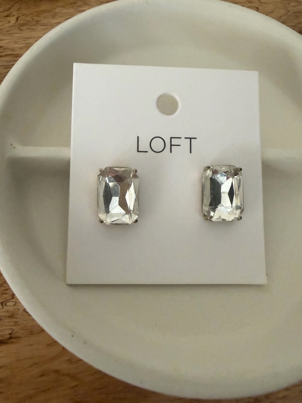 NWT LOFT emerald cut earrings